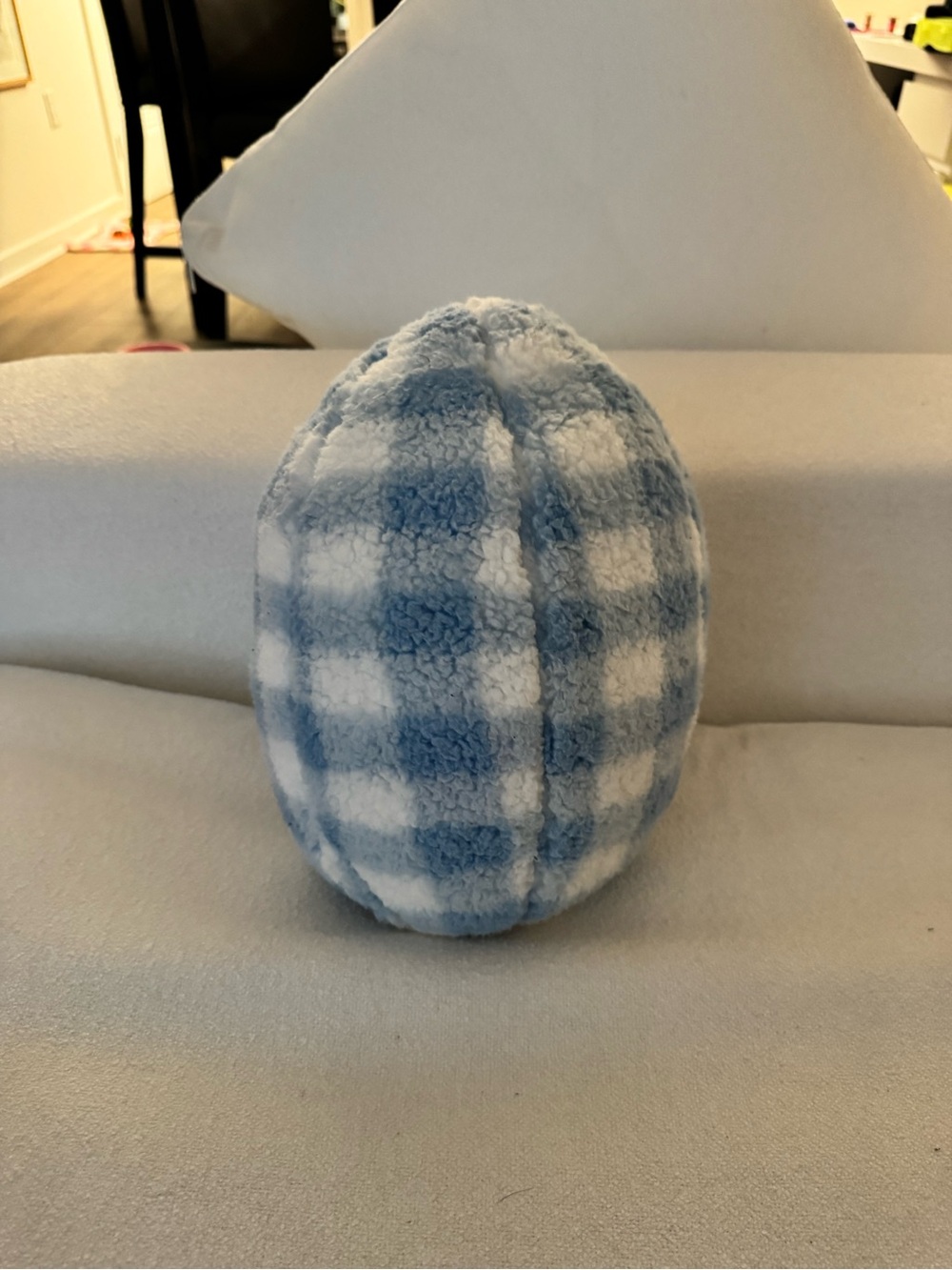 Target Blue and White Plaid Plush Easter Egg Pillow